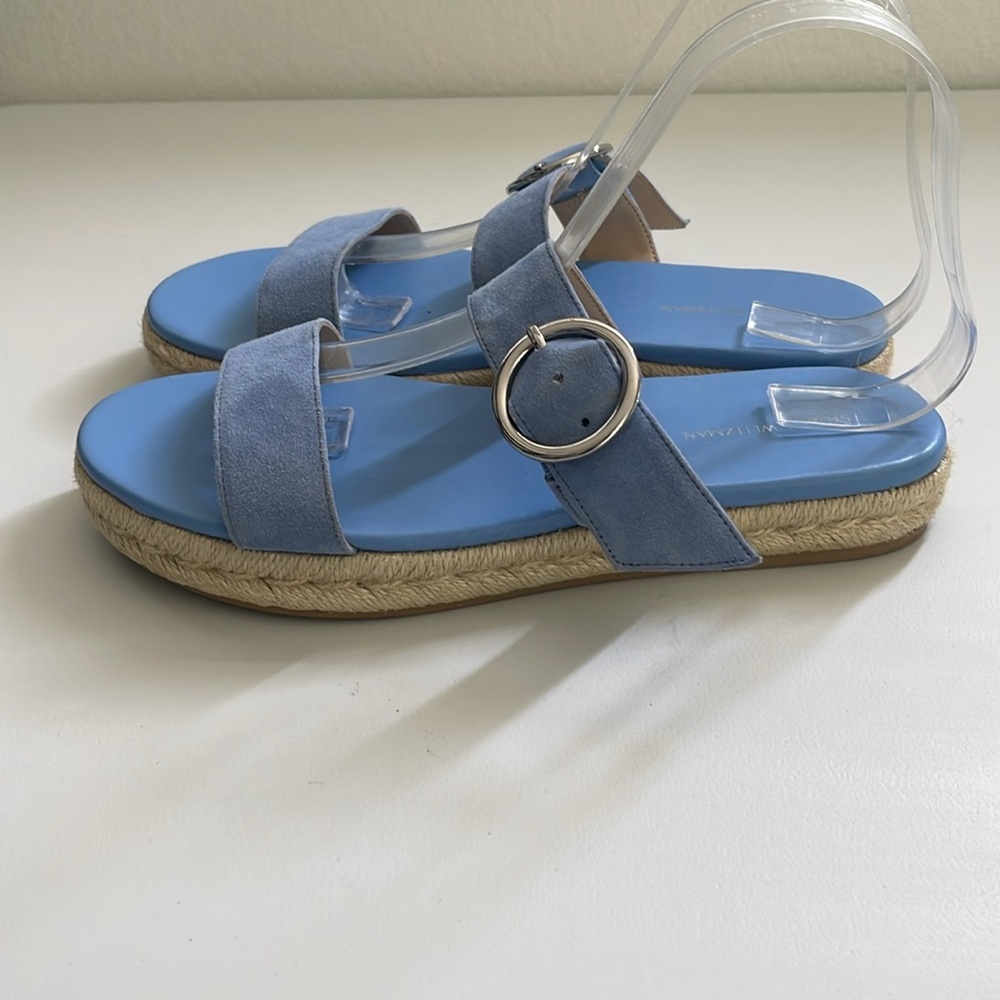 Stuart Weitzman Mykonos Two Strap Suede Blue Peri… - image 3